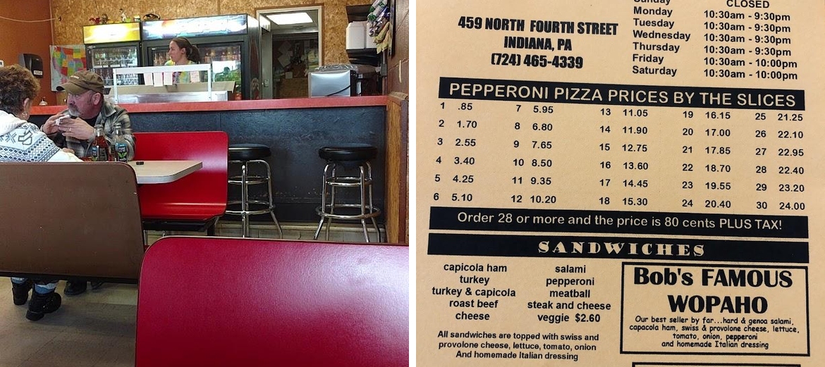Bob's Pizza Menu