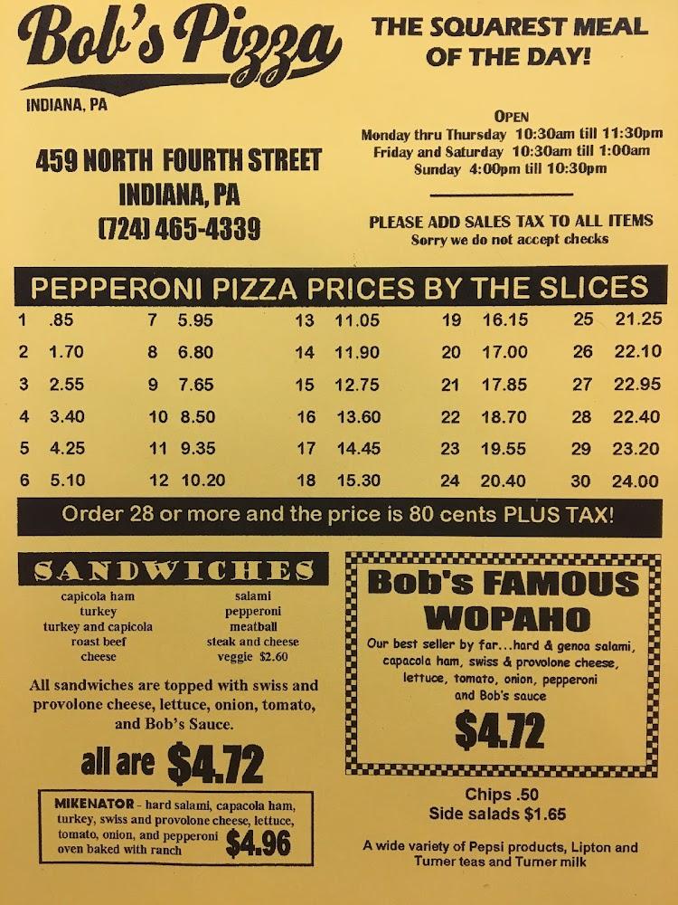 Bob's Pizza Menu image 2